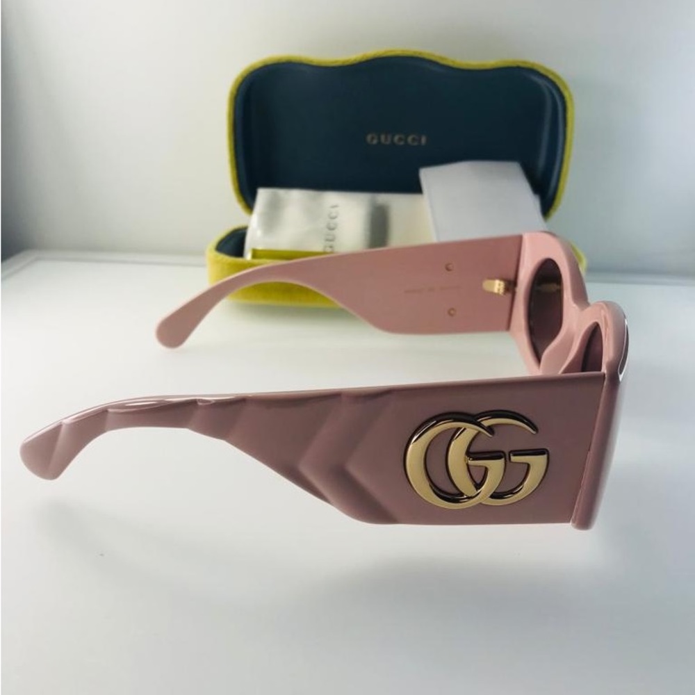 NEW🔥GUCCI Pink Gg0810s 003 New Square-frame Injection Sunglasses - Picture 11 of 16